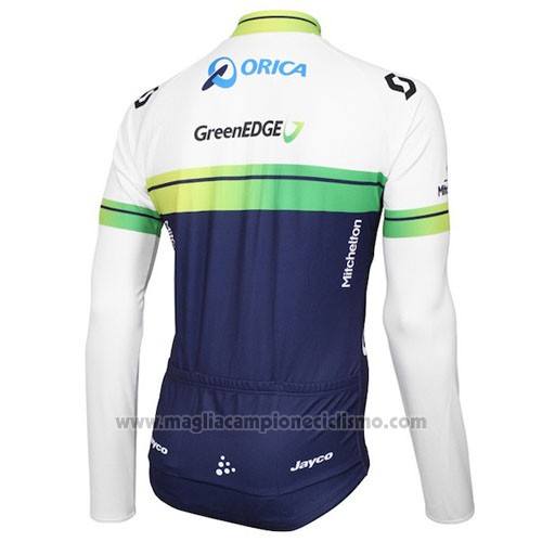 2016 Abbigliamento Ciclismo Orica GreenEDGE Bianco e Blu Manica Lunga e Salopette